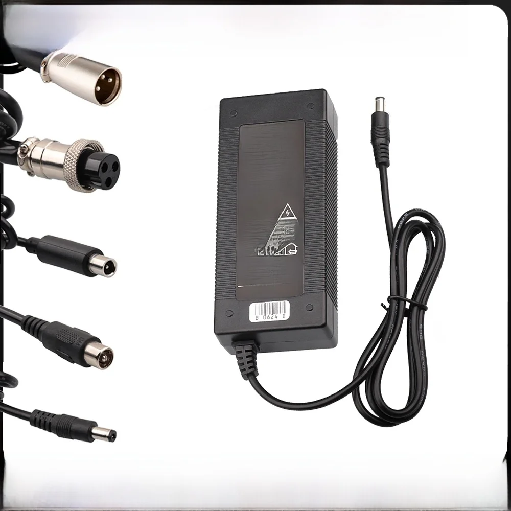 Ładowarka do akumulatorów litowych 54,6 V 2 A do pakietów akumulatorów litowo-jonowych 13S 48 V, z wysokiej jakości złączami DC/XLR/GX16/GX12/RCA/IEC — zdjęcie produktu 6