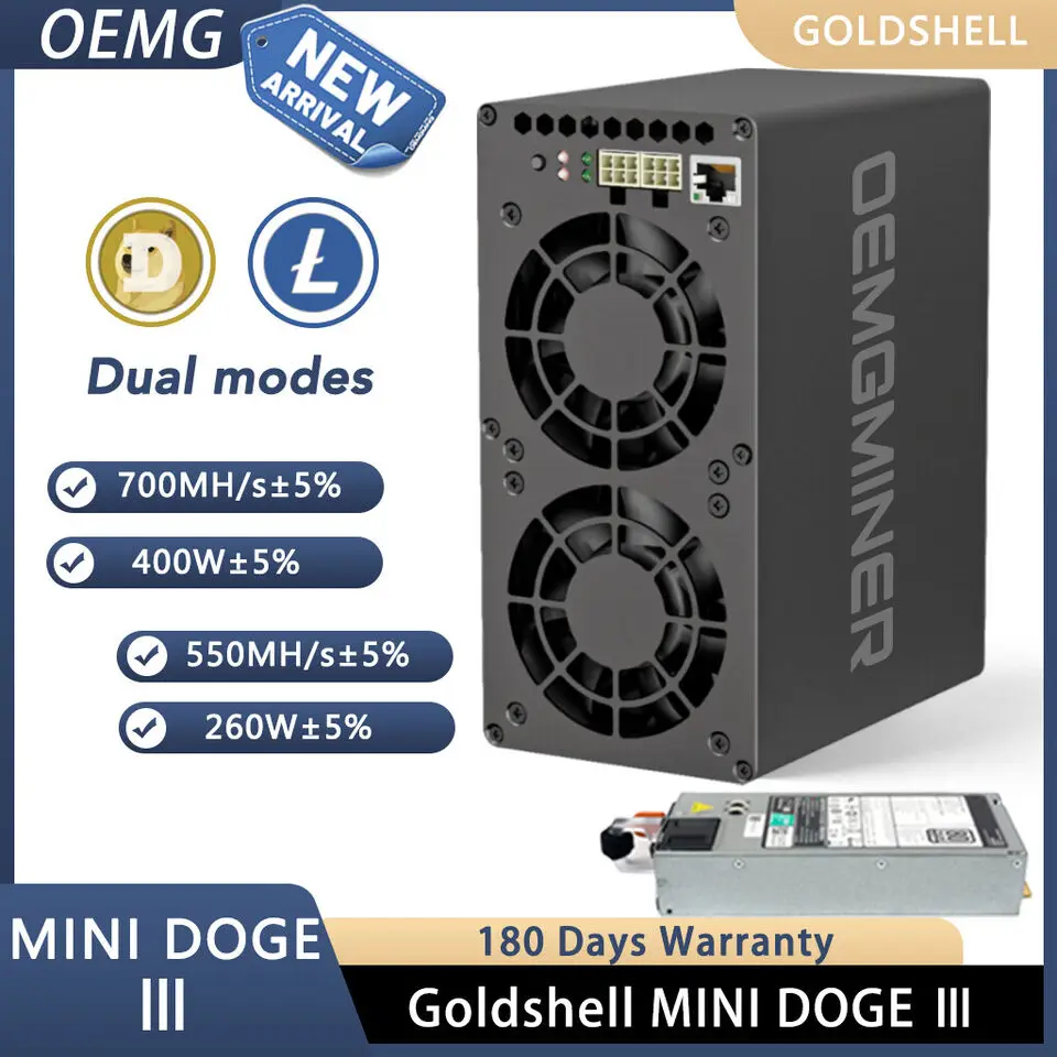 

BB BUY 2 GET 1 FREE New Goldshell Mini Doge III Scrypt Miner 700Mh/400W 550MH/260W Mini Doge 3