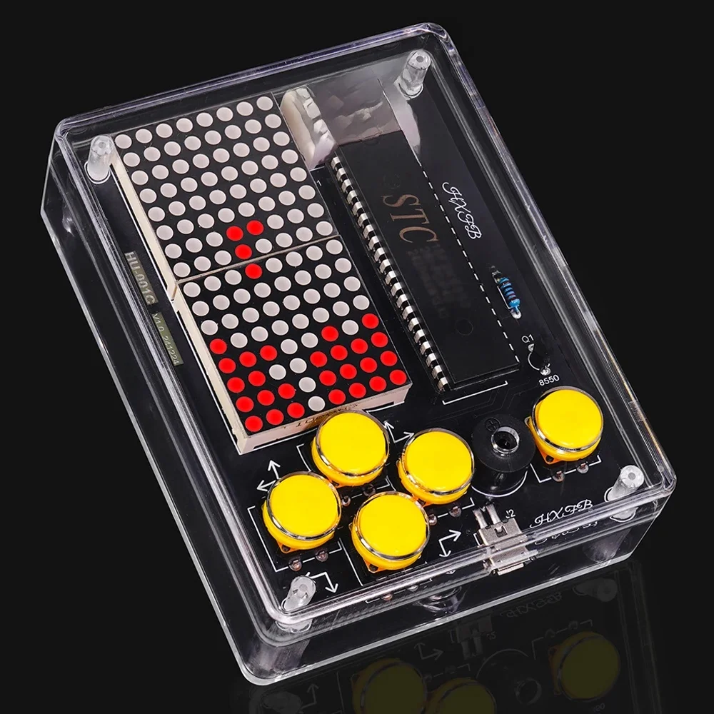 DIY Ulepszona konsola do gier Pixel Zestaw elektroniczny Czerwona dioda LED Matryca cyfrowa Wyświetlacz lampowy Zestaw do ćwiczeń lutowania Regulowany USB 5V — zdjęcie produktu 7