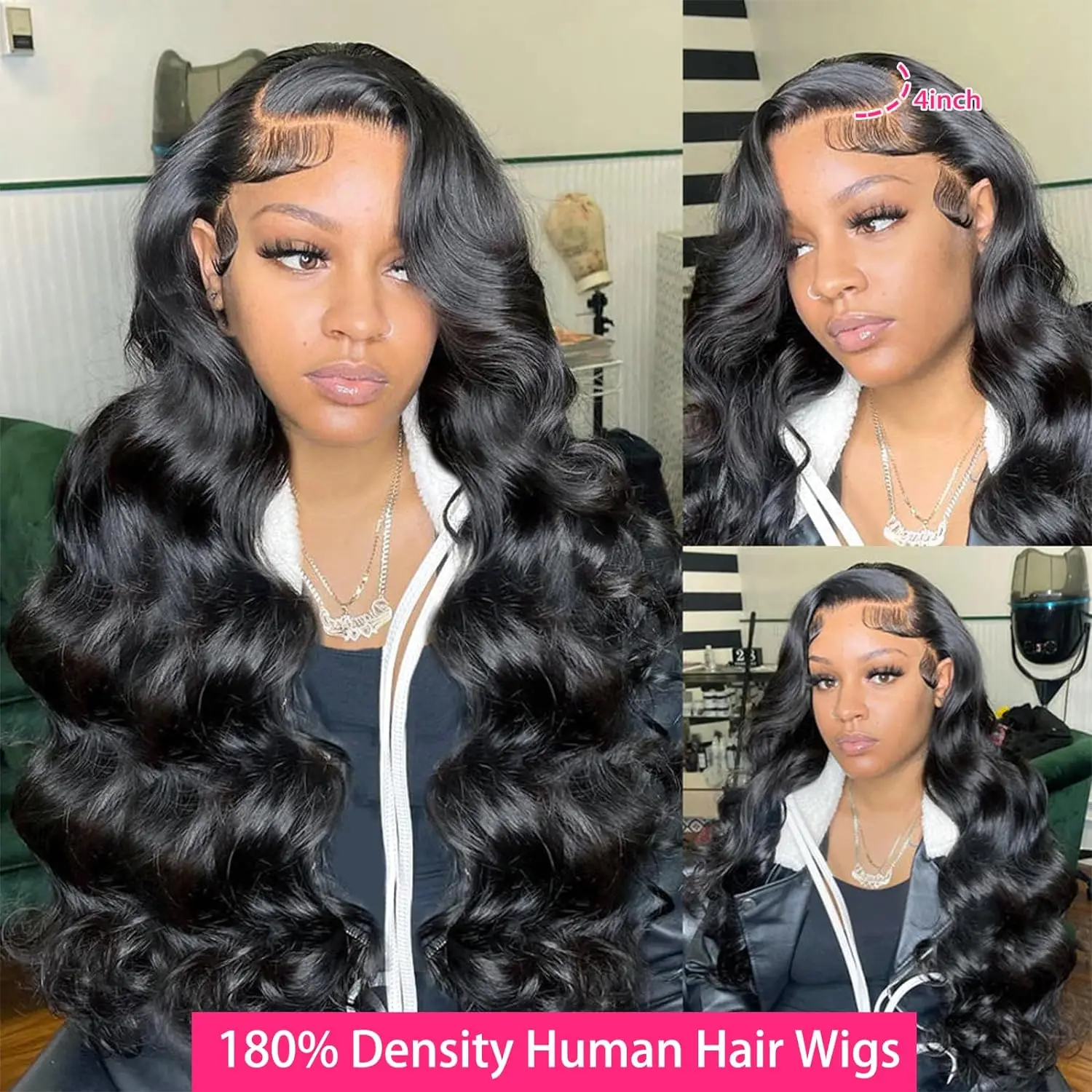 Body Wave HD Lace Front Wigs Human Hair Pre Plucked with Baby Hair 180% Density 13x4 HD Transparent Lace Frontal Wigs Natural 1B