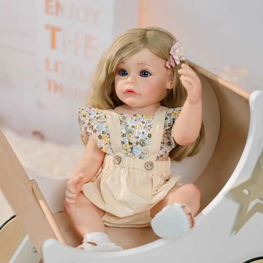 Cloveray 22 pollici classico realistico bambola rinata bambola super carina morbida in vinile giocattolo di alta qualità che gioca a casa bambola regalo per bambini