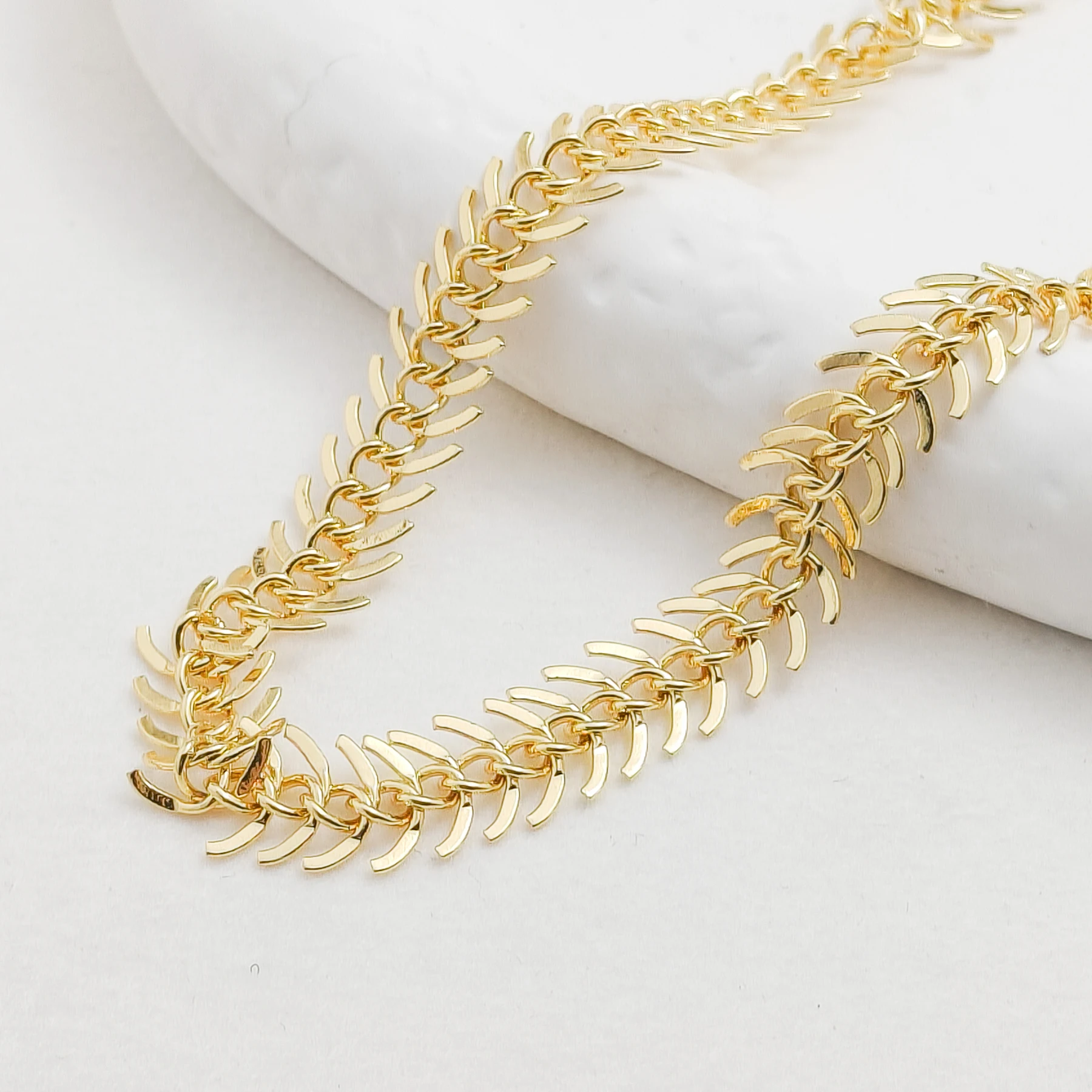 DIY Supply-One Foot (30cm) Premium Quality Brass Finding Chain-Fish Bone 10-11mm (CP110)