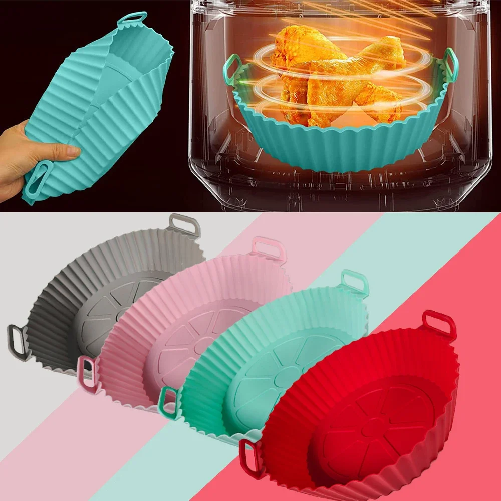 Panier de cuisson pour friteuse à Air en Silicone, 24/20cm, doublure ronde, plateau réutilisable, assiette à Pizza, poulet frit, four, gril, tapis d'accès
