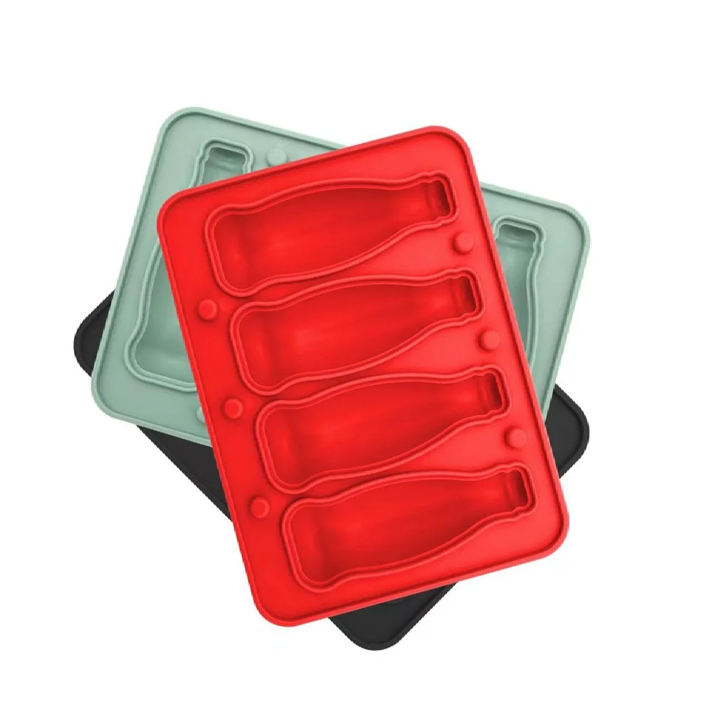 قالب ثلج على شكل زجاجة كوكس ثلاثية الأبعاد مع غطاء صانع سيليكون للمشروبات الإبداعية والحفلات أداة صنع المصاصات