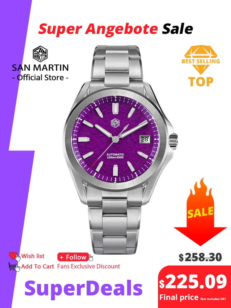 San Martin New Gada Fashion Sport Watch 39mm NH35 Automatic Mechanical Men Watches Dress Waterproof 100m Luminous SN0129