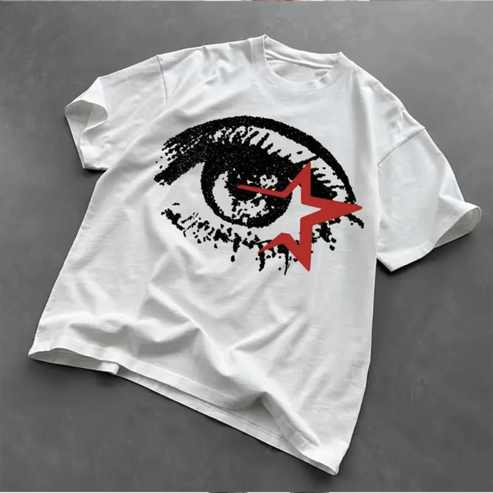 

Big Eye T-Shirt Unisex Vintage Graphic Tees Gothic Grunge Y2k Emo Scene Amity Affliction Style Clothes Men Women Streetwear