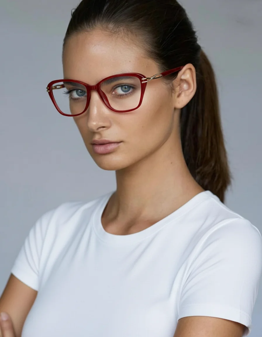 

Women’s cat-eye blue light glasses with unique metal temple design, lightweight with spring hinges, versatile for any occasion.
