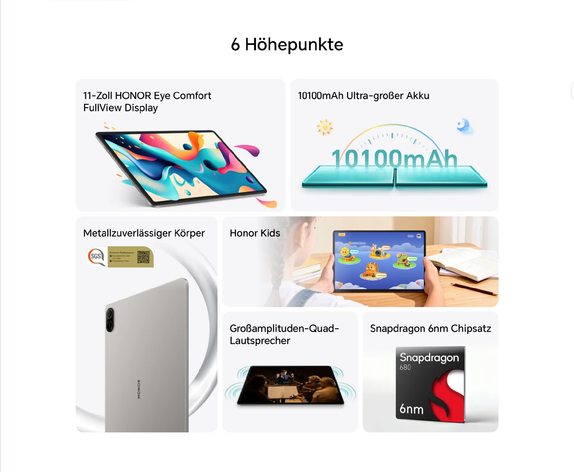 HONOR Pad X8b Tablet, 11-Inch, 4Gb/128Gb, Wi-Fi, 10100 Mah Battery, Android 16, Space Grey