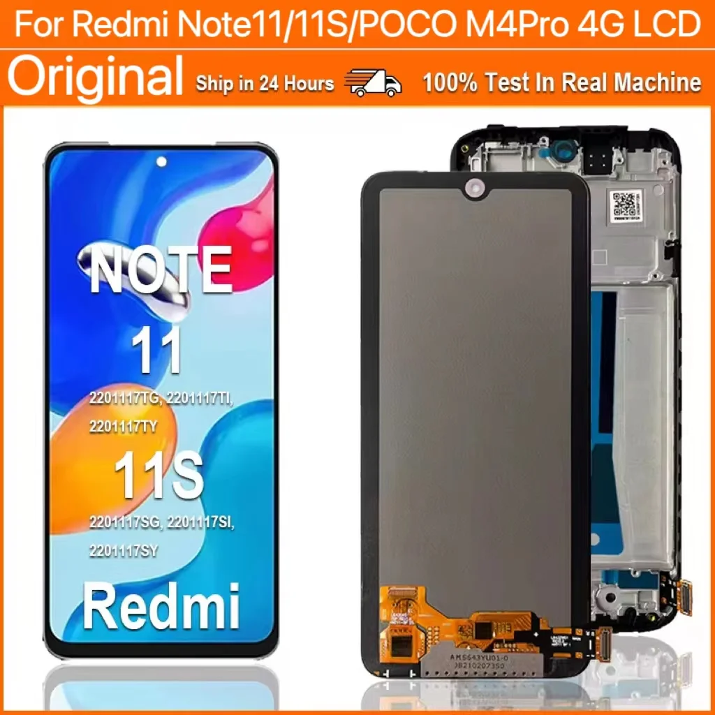 6.43''NEW AMOLED LCD For Xiaomi Redmi Note 11 POCO M4Pro 4G LCD Display Touch Screen Digitizer Assembly For Redmi Note 11S LCD