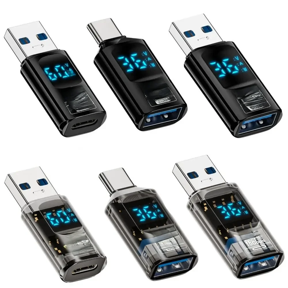 Adaptateur USB 3.2 à affichage LED numérique, 36-60W, 10Gbps, convertisseur de Type C pour ordinateur portable, Transmission de données, puce intelligente, testeur de compteur de puissance, 1 pièce