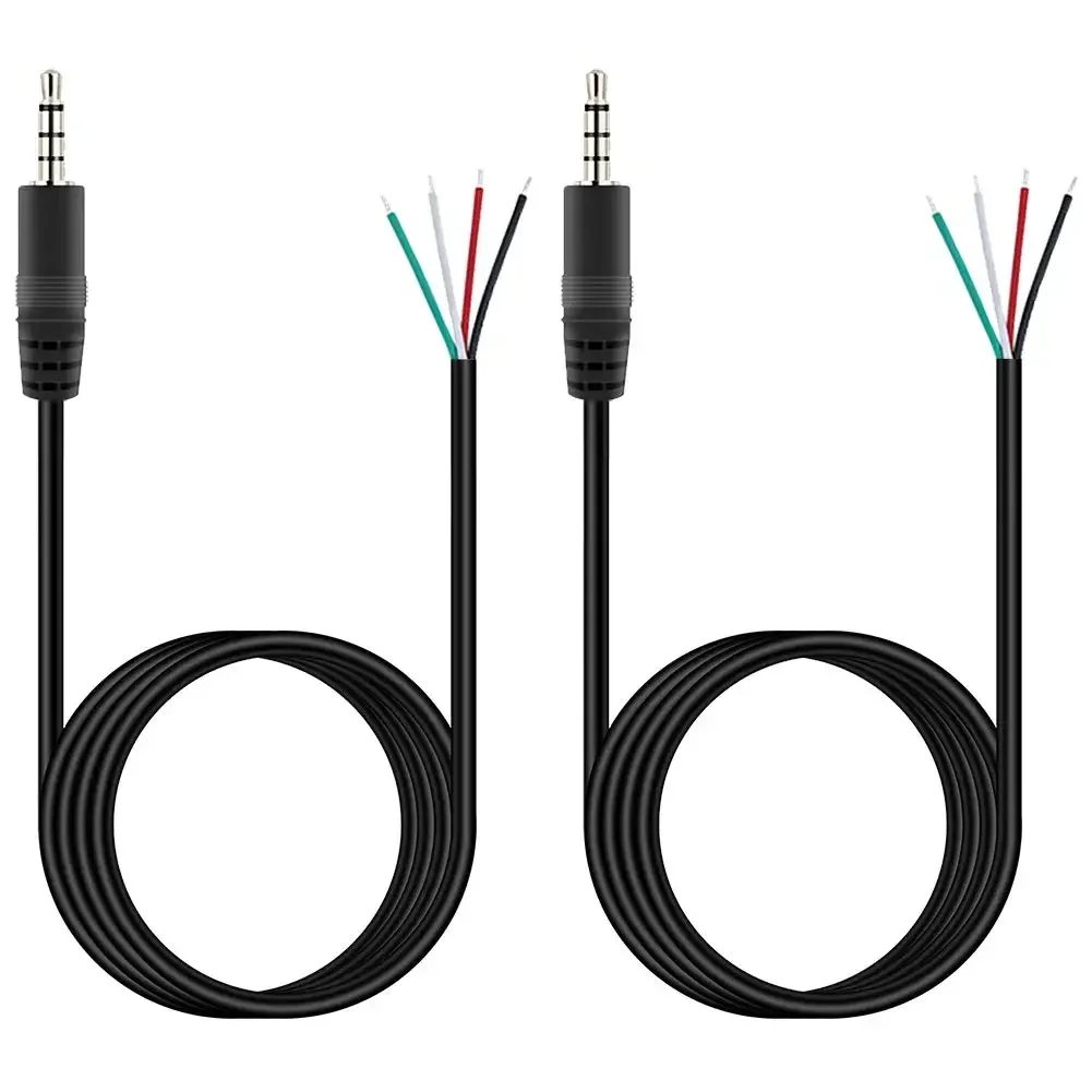 2-pakowy zamiennik 3.5mm męski wtyk do nieosłonięty przewód otwarta końcówka TRRS 4-biegunowy stereofoniczny 1/8 "3.5mm łącze typu Jack kabel Audio do słuchawek — zdjęcie produktu 6