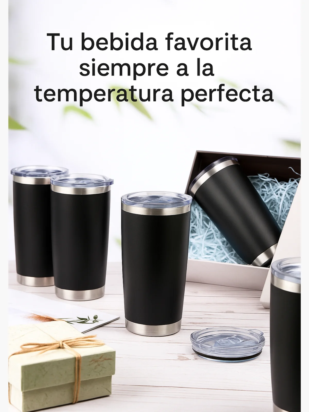 كوب حراري من الفولاذ المقاوم للصدأ، Kta-80، بهلوان بغطاء، ترمس محمول، ترمس للقهوة، المشروبات، الشمبانيا، الكوكتيلات، ترمس أسود معزول.