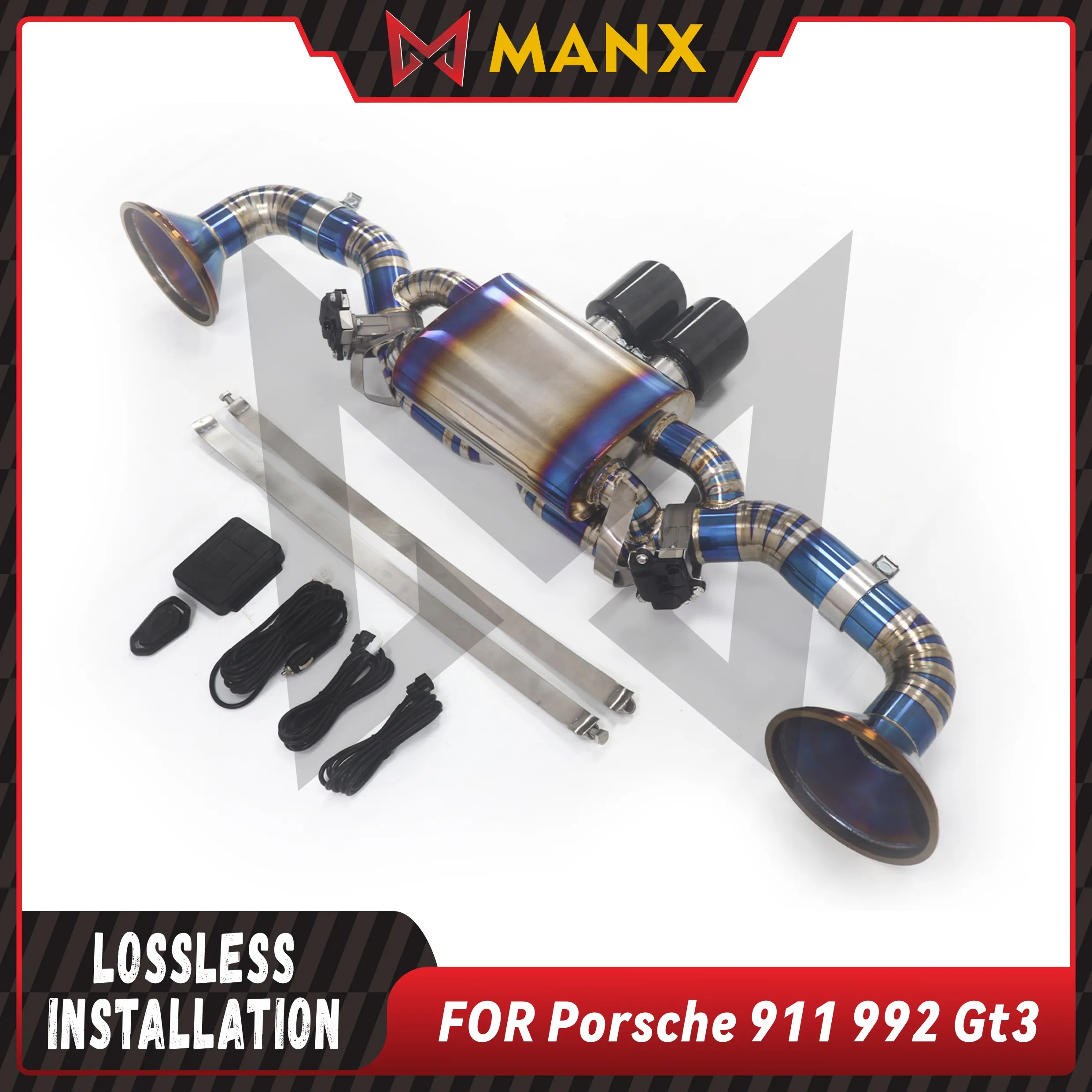 

Fast delivery MANX Performance exhaust system Suitable for Porsche 911 992 GT3 Titanium alloy bluing Catback Muffler With Valve