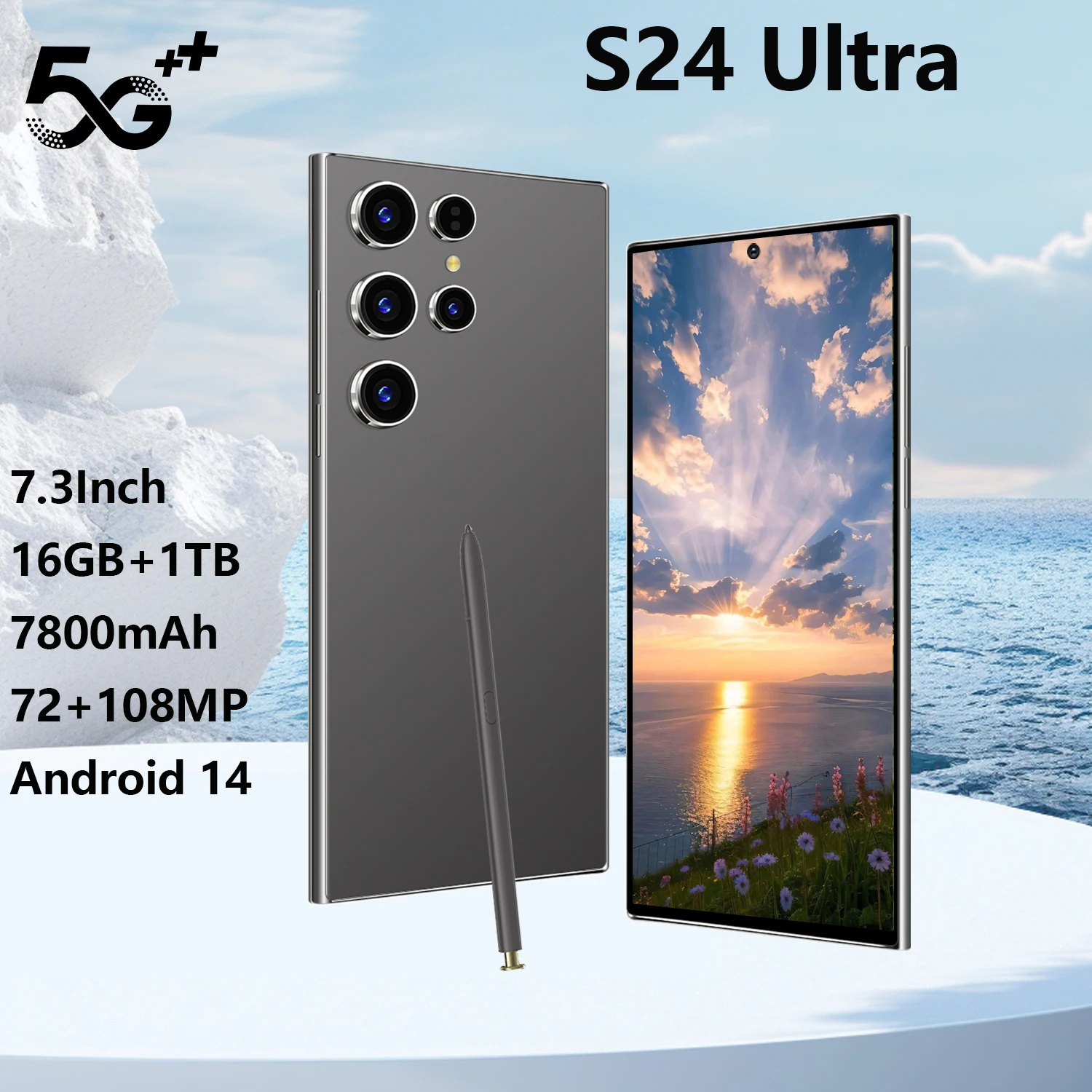 

HOT SALE Cellphone S24 Ultra 7.3 Inch Cellphones 16G+1T 108MP Camera 7800mAh android smartphone 5G Dual SIM Card Global Version