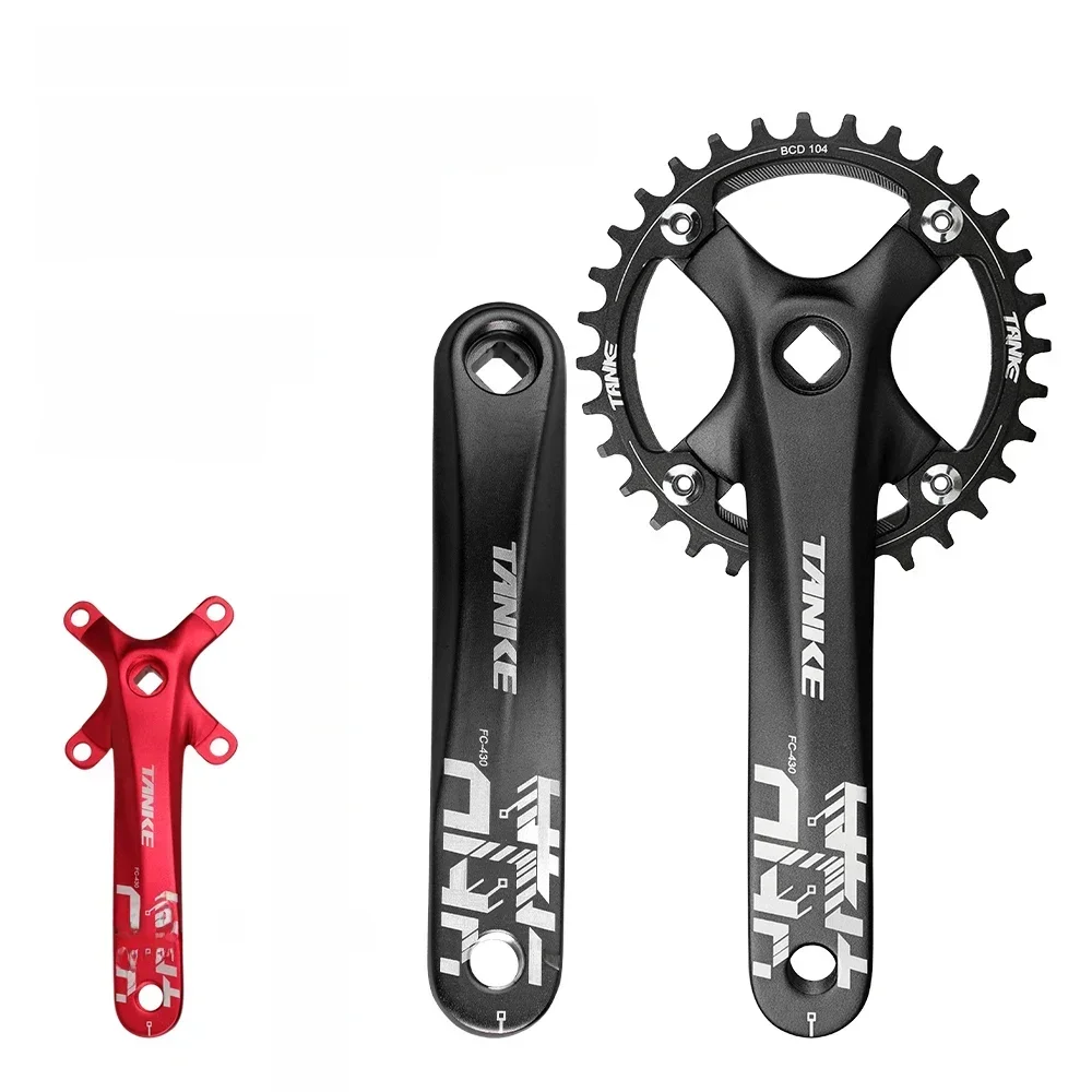 AliExpress TANKE Bicycle Crank Square Hole Sprocket 104BCD 170mm Red Black Crank Round 32/34/36/38/40/42/44T