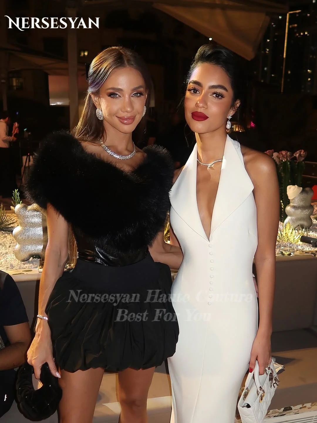 Nersesyan 럭셔리 머메이드 이브닝 드레스 오프 숄더 버튼 포멀 드레스 바디콘 새틴 아랍 여성 파티 가운 2026 맞춤형