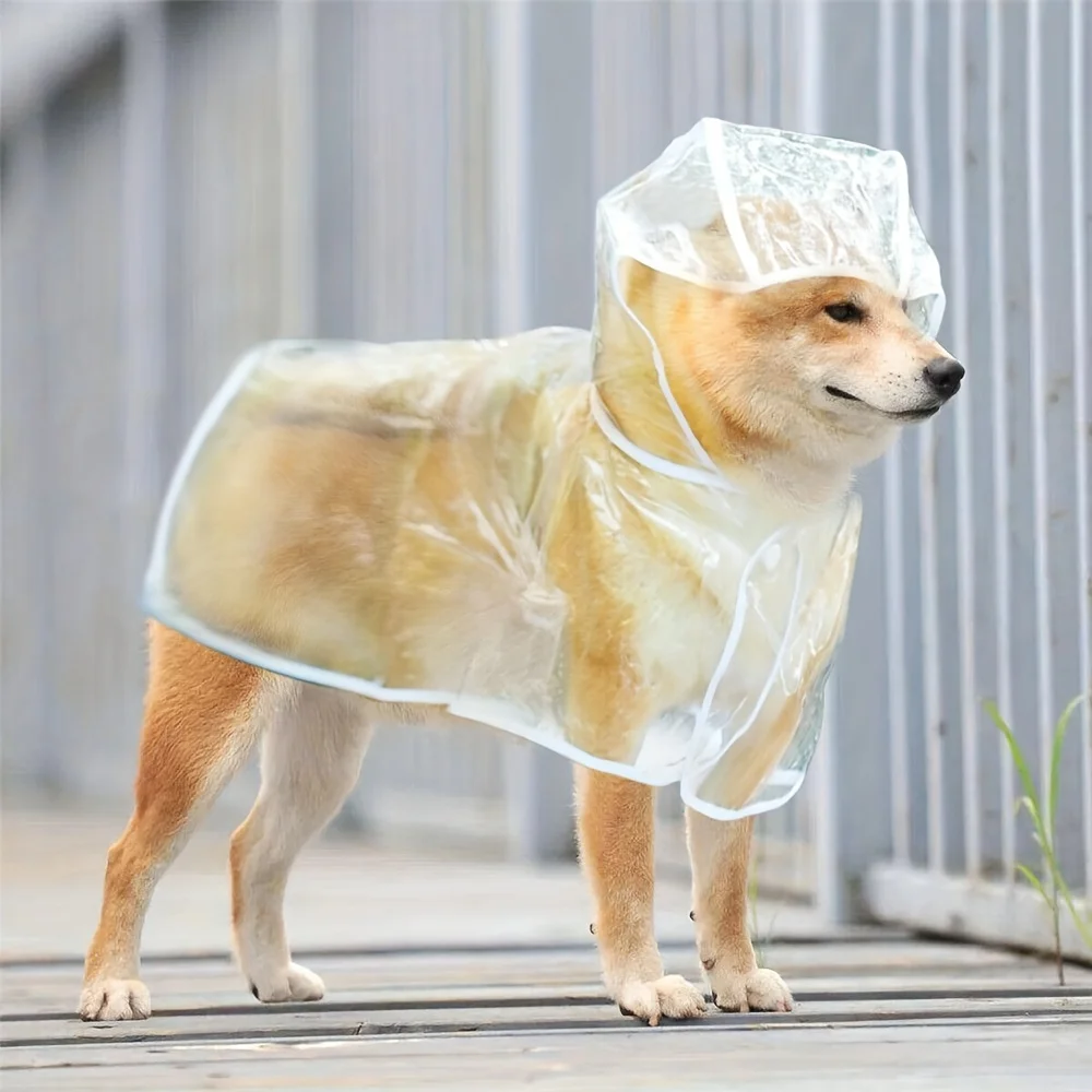 Dog raincoat, clear PVC for medium dog breeds , waterproof pet poncho with snap closure, perfect for outdoor dog walking raincoa