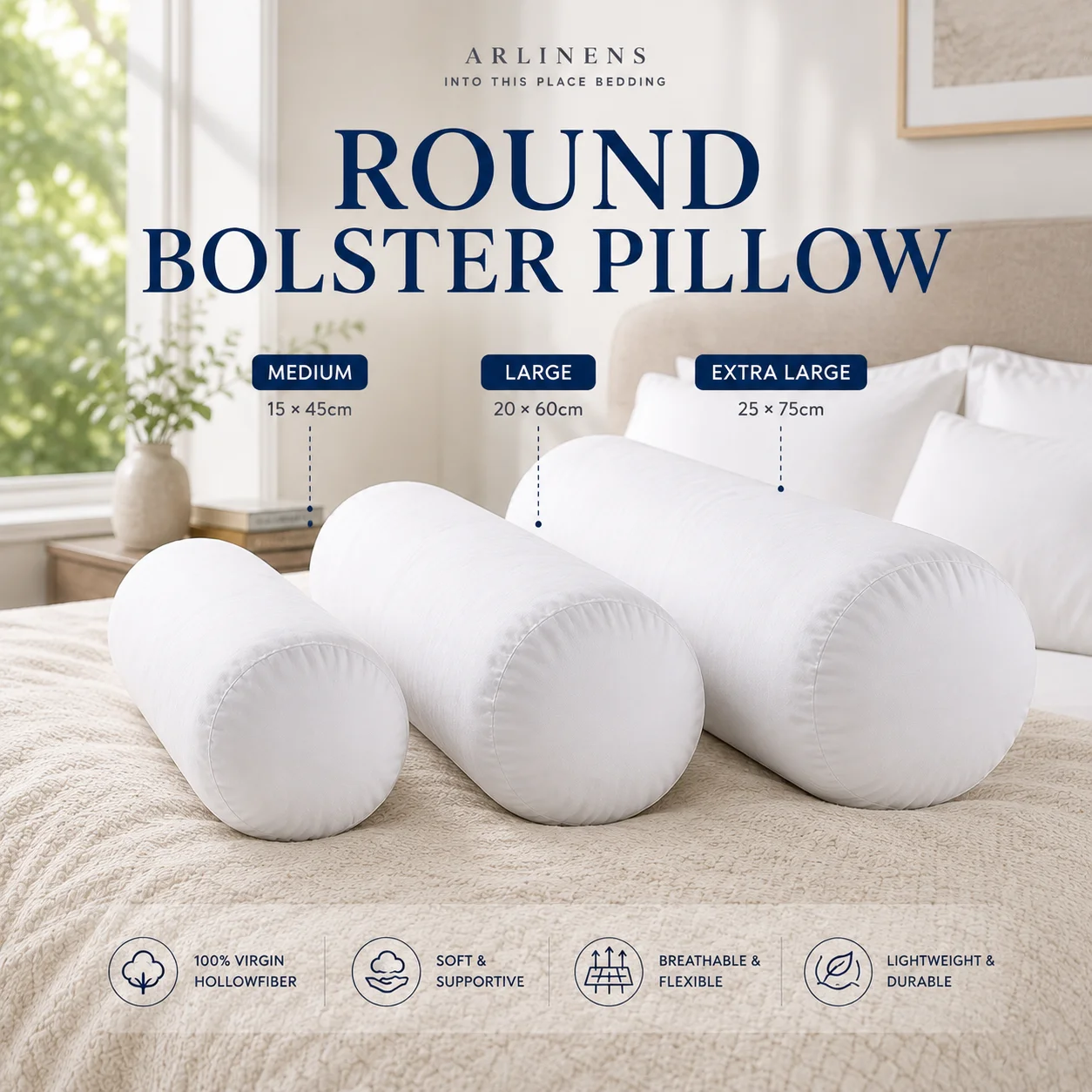 Orthopedic Round Bolster Pillow for Full Body Support