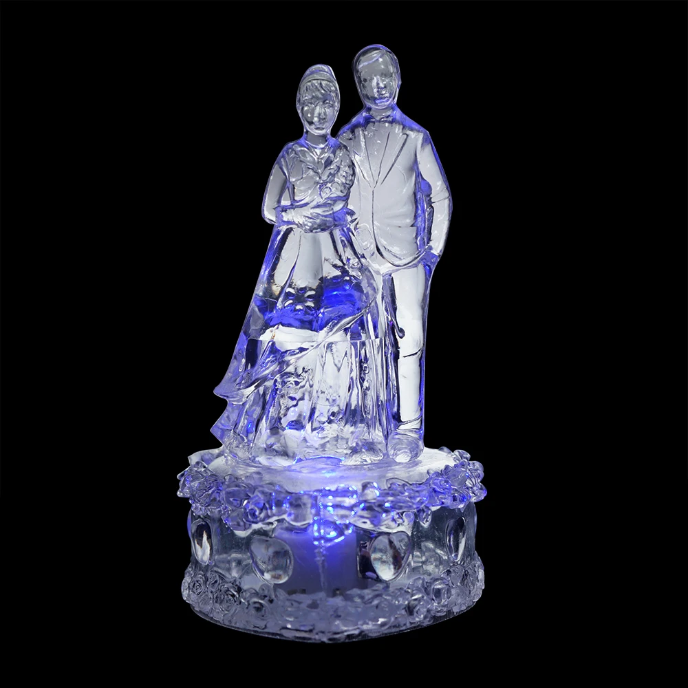 

12Pcs Wedding Favor Bride & Groom Night Light Desk Bedroom Decoration LED Lamp Colorful Fashion Style Acrylic
