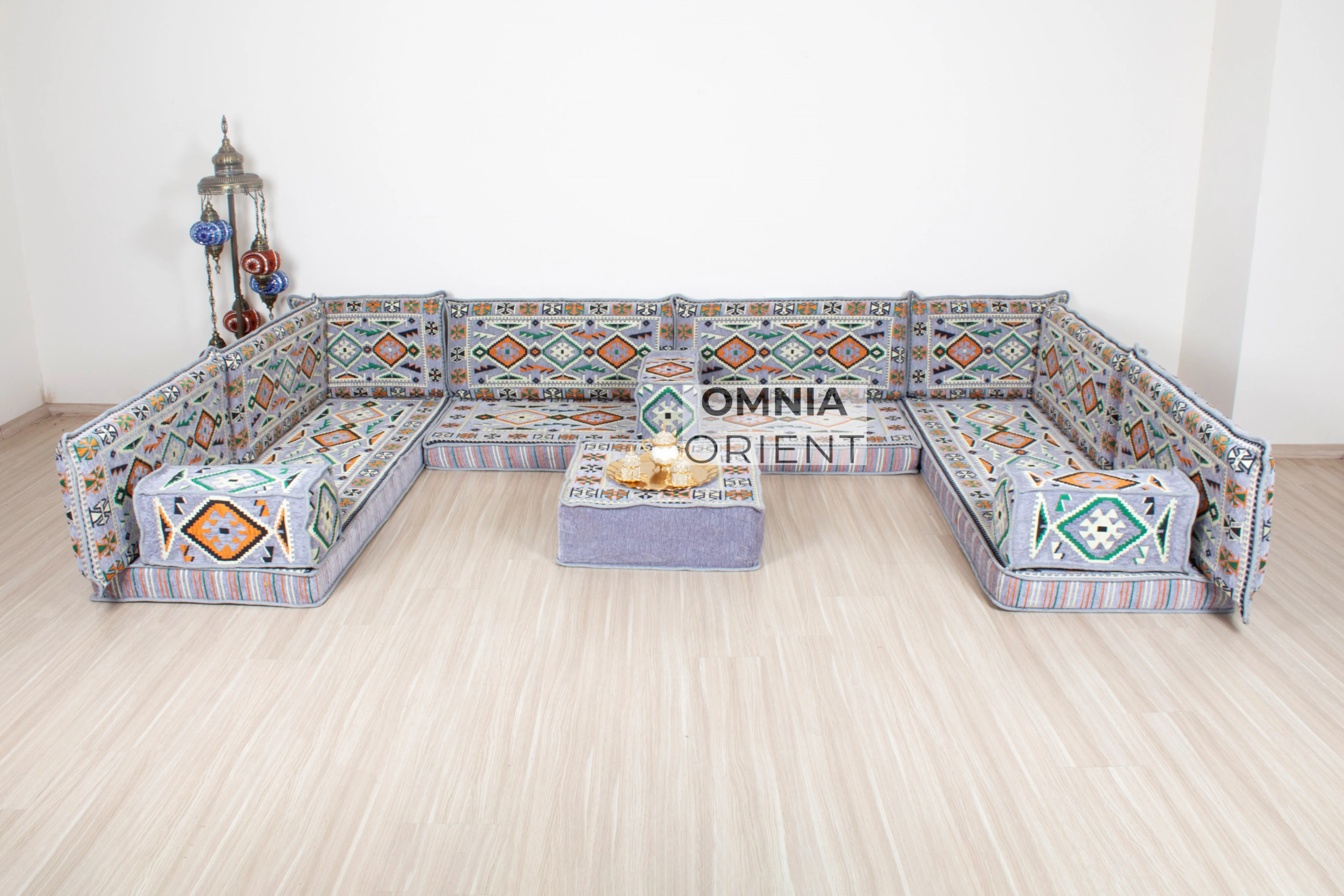 Set di divani anatolico Majlis arabi a forma di U Set di cuscini tradizionali divano da pavimento per balcone fodera per cuscino arabo cuscino per divano modulare