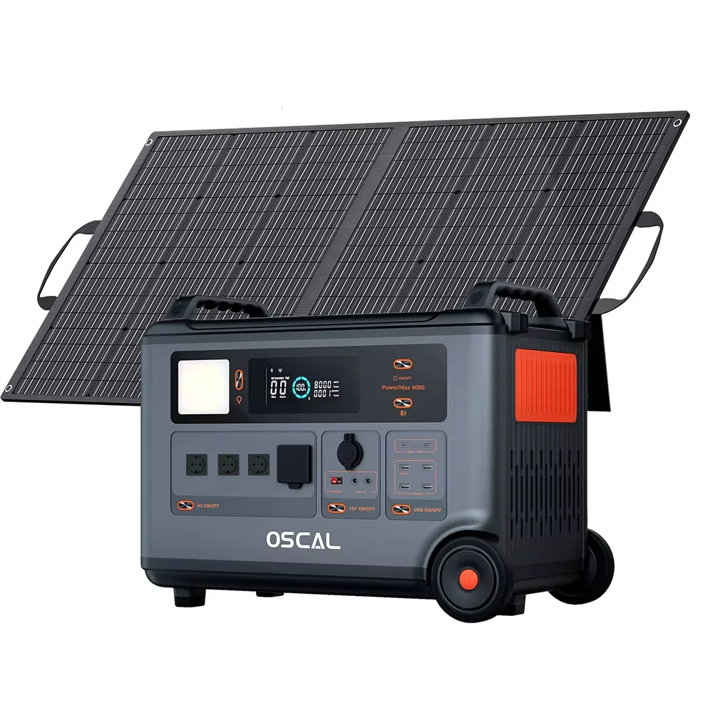 Oscal Powermax6000 Powermax3600PE 6000W 3600W Powerstation mit 100W Solarpanels 3600Wh 2016Wh LiFePO4-Batterie 14 Steckdosen Smart App-Steuerung & Überwachung