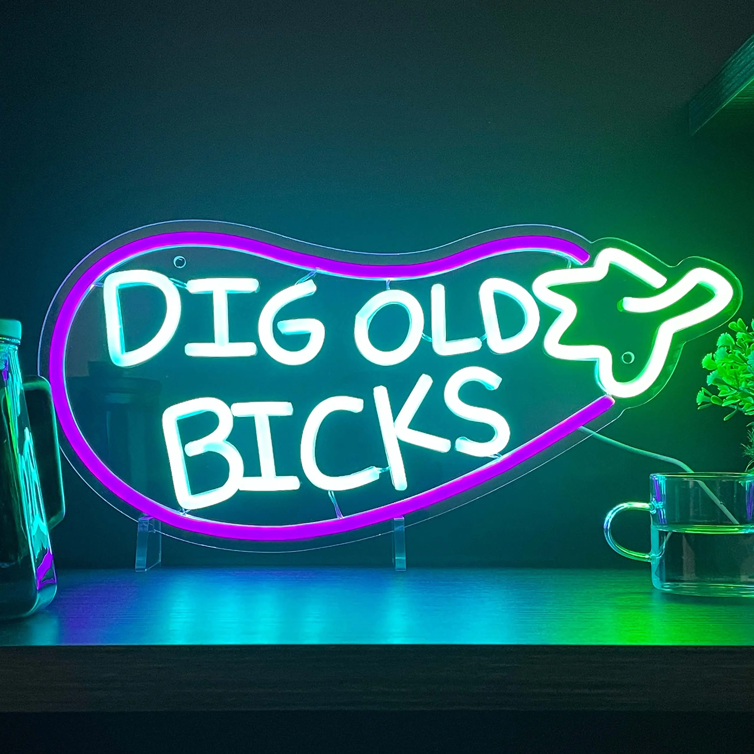 

Eggplant Neon Sign Dig Old Bicks Neon LED Light Decoration Birthday Gift for Friend Neon Sign Led Lights Wall Decor Night Light