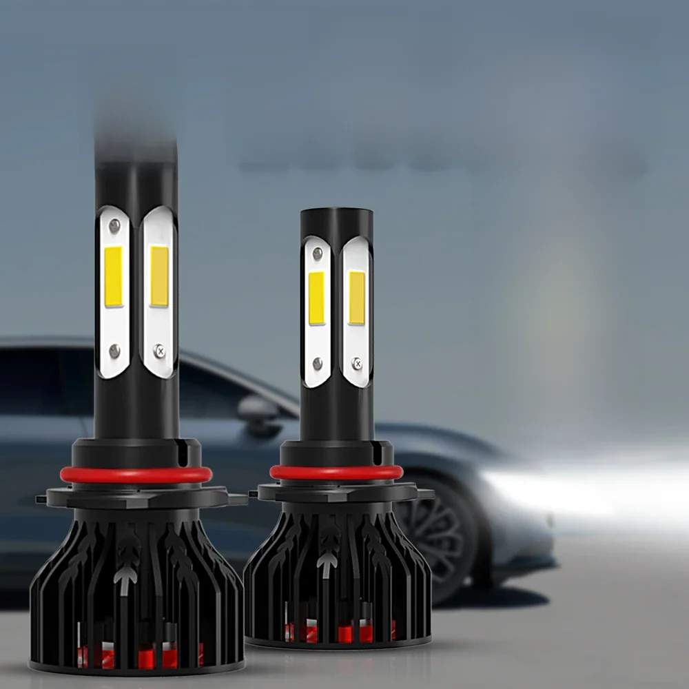 Ampoules LED pour voiture, 2 pièces, 4 côtés 9005/HB3 9006/HB4 H4 H7 H11 H13 9004 9007, 6000K blanc 8000K bleu glace 26000LM, Angle de faisceau 360