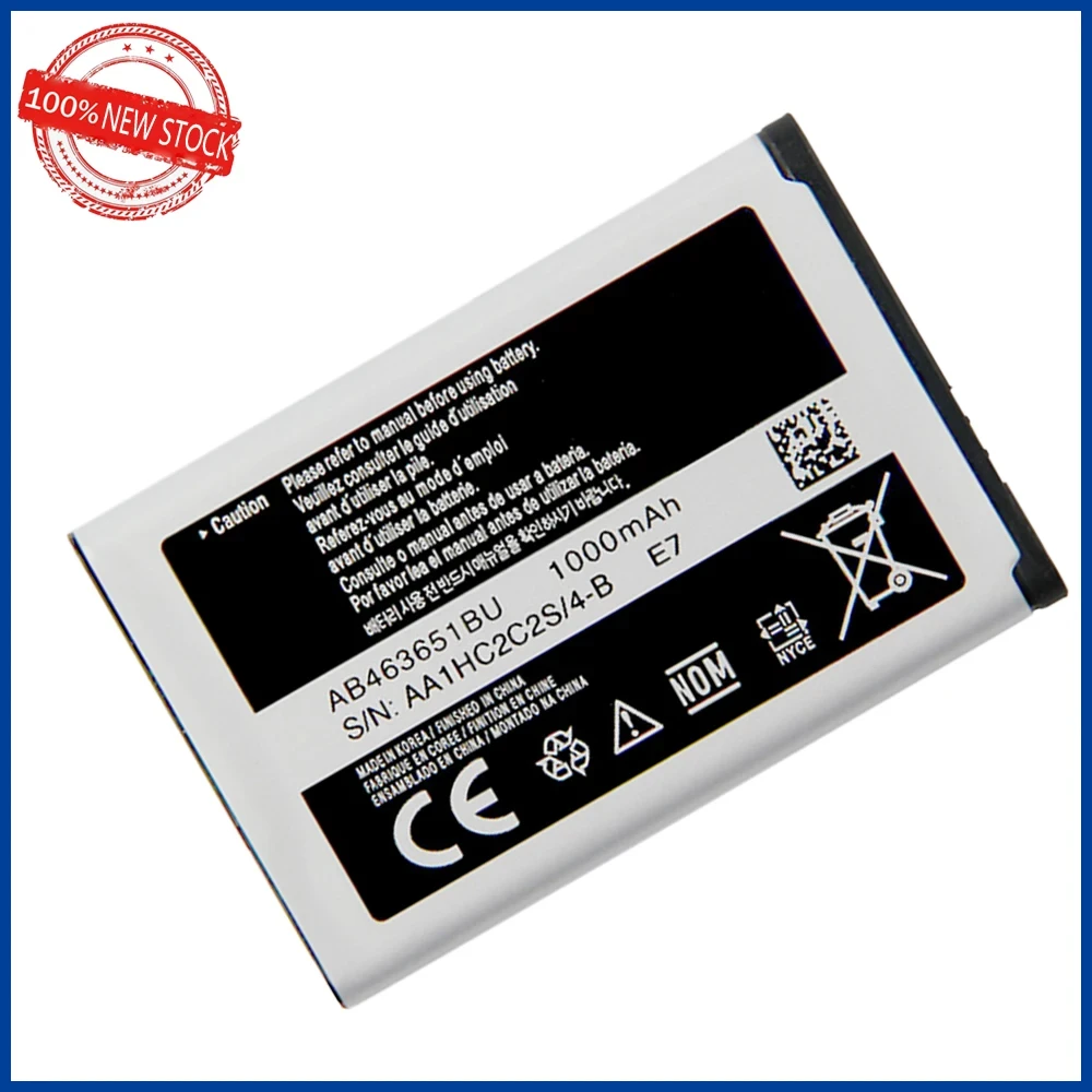 Original 1000mAh AB463651BU Battery For SAMSUNG W559 s5620 $5630C C3200F339 S5296 C3322 GT-C3530 GT-S5610 Replacement Batteria