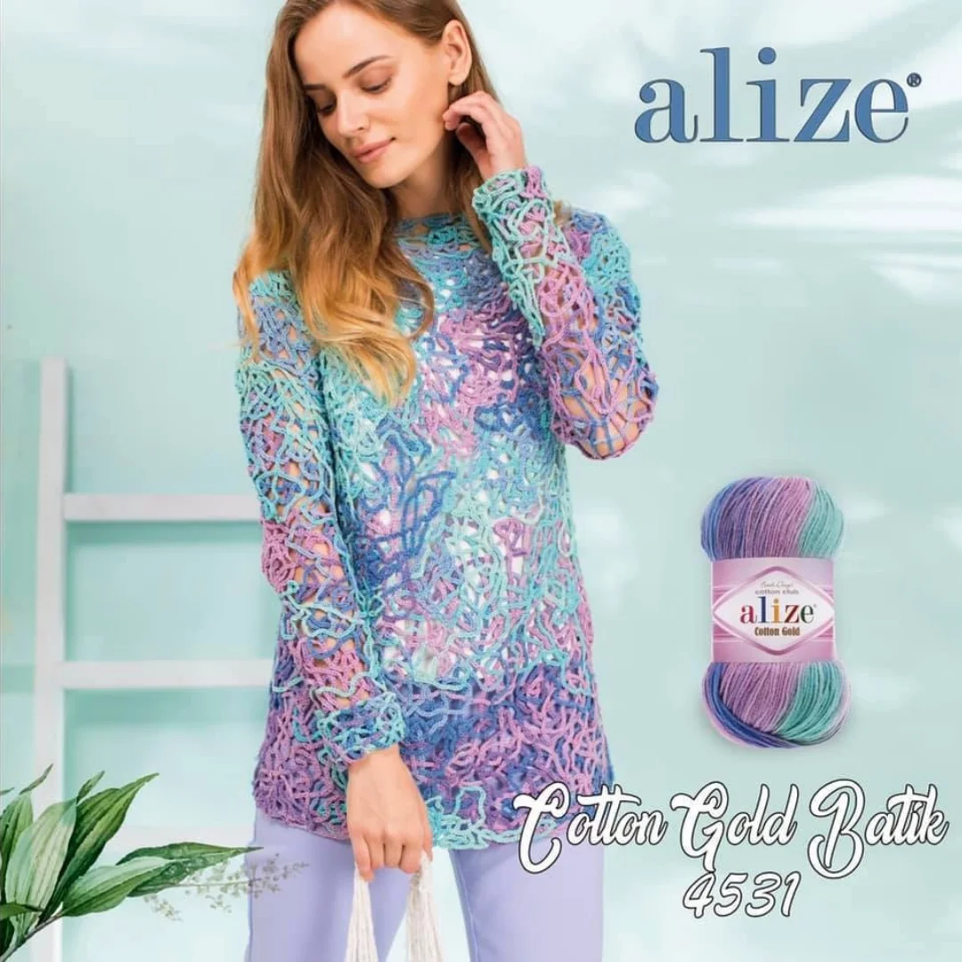 Alize Cotton Gold Batik 100 Gr Soft Yarn for Hand Knitting Crochet Thread DIY Baby Knitwear Scarf Blanket Shawl Sweater Cardigan