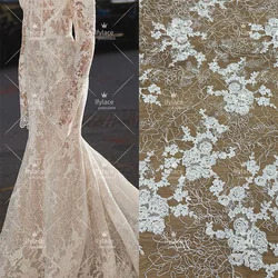 New Cord French Embroidery Off White Bridal Lace High Quality Guipure Wedding Dress Lace Sell By Yard