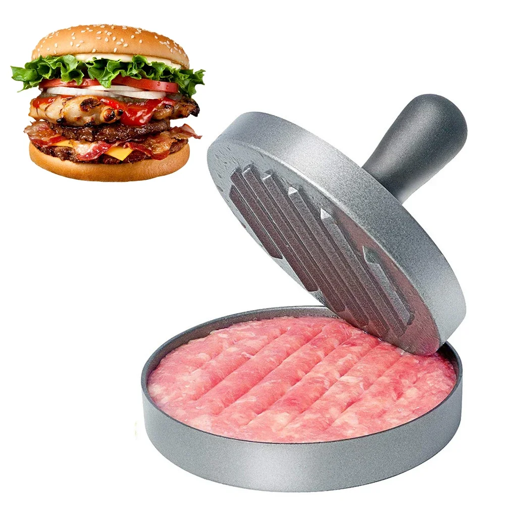 Moule alimentaire domestique, Gadgets de cuisine, moule rond pour Hamburger, barbecue, viande, tarte de bœuf, presse à viande, alliage d'aluminium