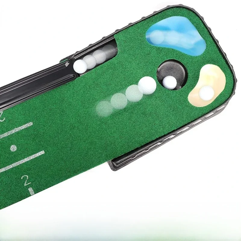 Mata do puttingu golfowego do użytku w pomieszczeniach, zestaw treningowy z dywanem zielonym, maty z systemem zwrotu piłek PM005 — zdjęcie 2