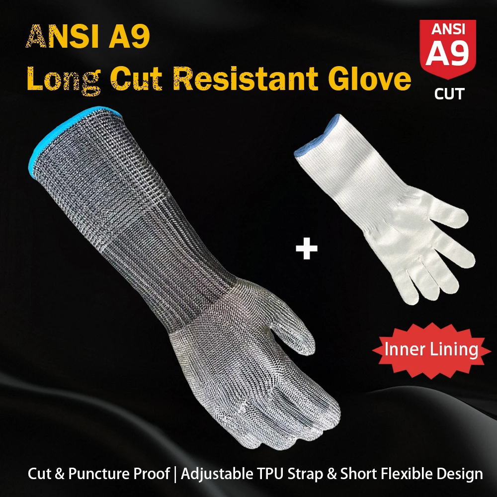 

Level 9 Long-sleeved Stainless Steel Wire Cut-resistant Glove, White Nylon Lining, Suitable for Industrial Work