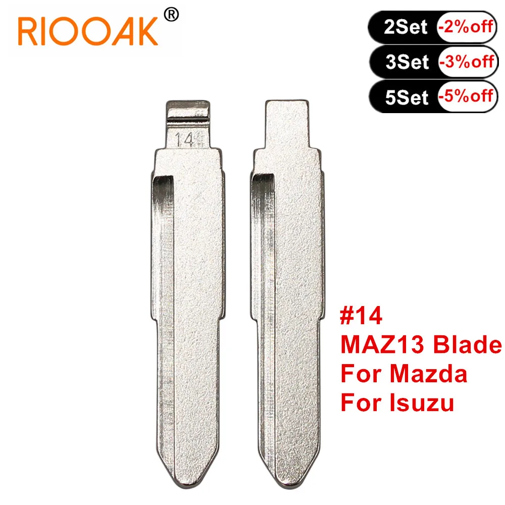 

5pcs Metal Blank Uncut Key Blade #14 MAZ13 Flip KD VVDI Remote Key Blade For Mazda Isuzu Hainan Replacement Car Key Blade