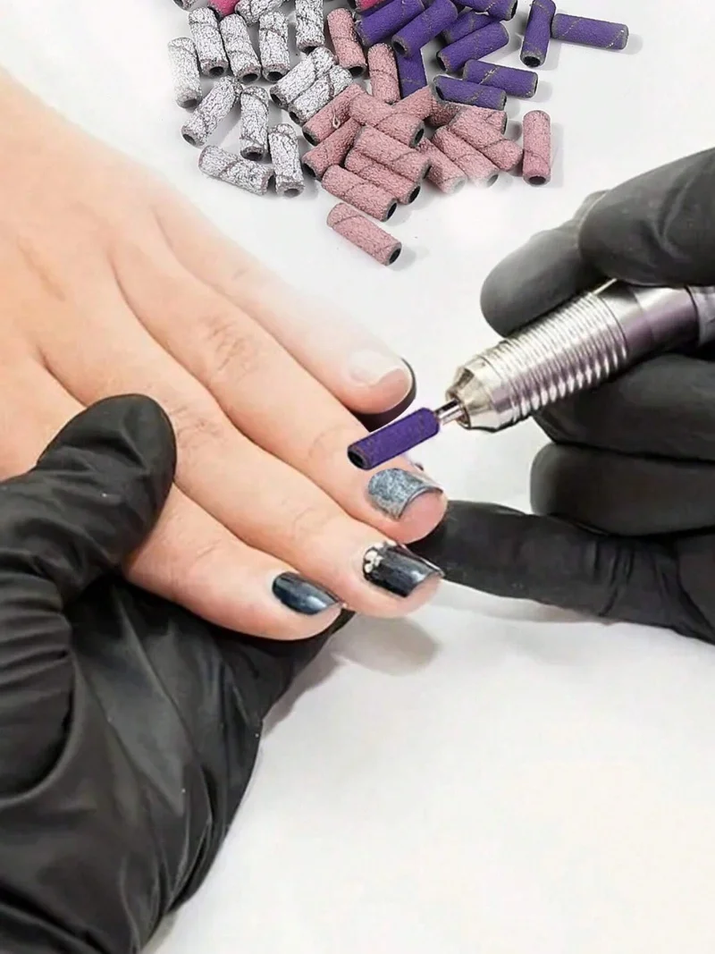 60 قطعة أربطة صنفرة فنية للأظافر 80 120 180 240 حصى مع 1 قطعة لقمة ثقب الأظافر لملحقات المانيكير والباديكير #5