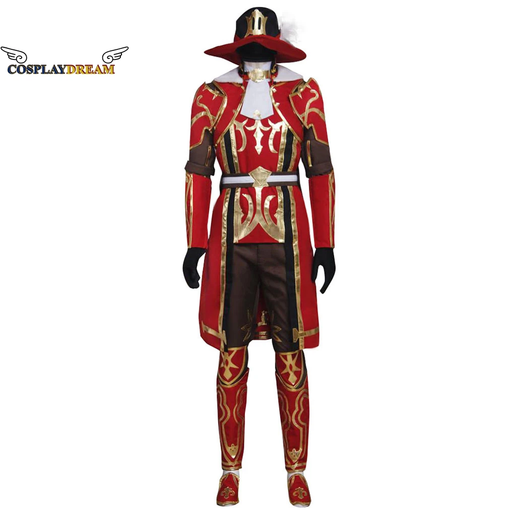 Final Fantasy XIV FF14 Red Mage Cosplay Costume with Hat Red Mage Cos Halloween Christmas Party Role Play Outfit