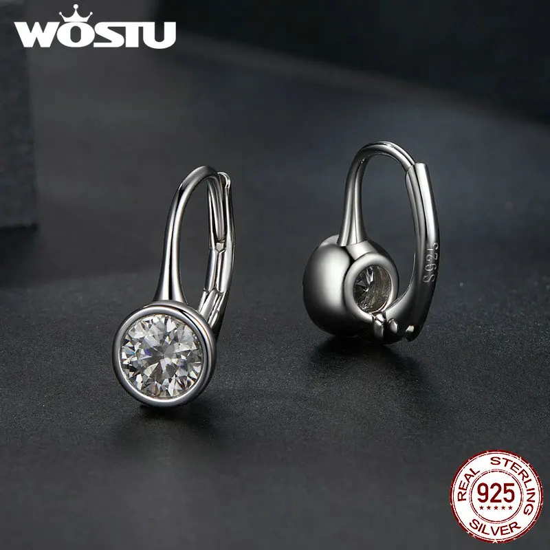 WOSTU 1CT Moissanite Drop Dangle Earrings Lab Diamond 925 Sterling Silver Sparkling Ear Buckles Women Wedding Valentine Day Gift