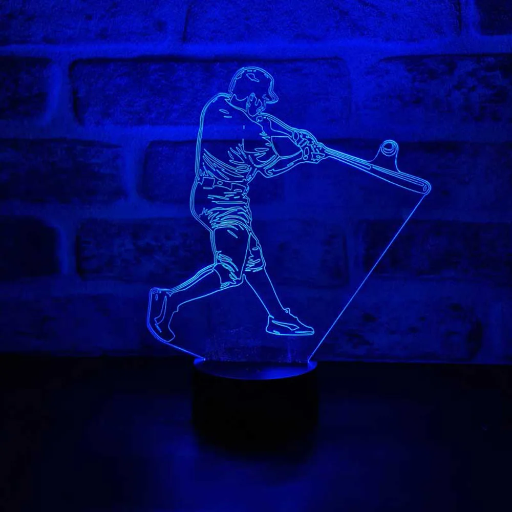 Lampe LED en acrylique effet d'illusion 3D pour Baseball, décoration de fête de noël, de mariage, cadeau pour les amoureux du Sport, lampe de Table Decoration Maison Decoration Chambre Stitch Mariage Lampe Veilleuses