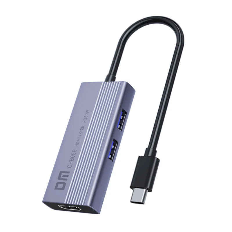 DM نوع C إلى USB3.0 * 3 + HDMI + PD + 1000mbps إيثرنت متعددة الوظائف محور CHB059