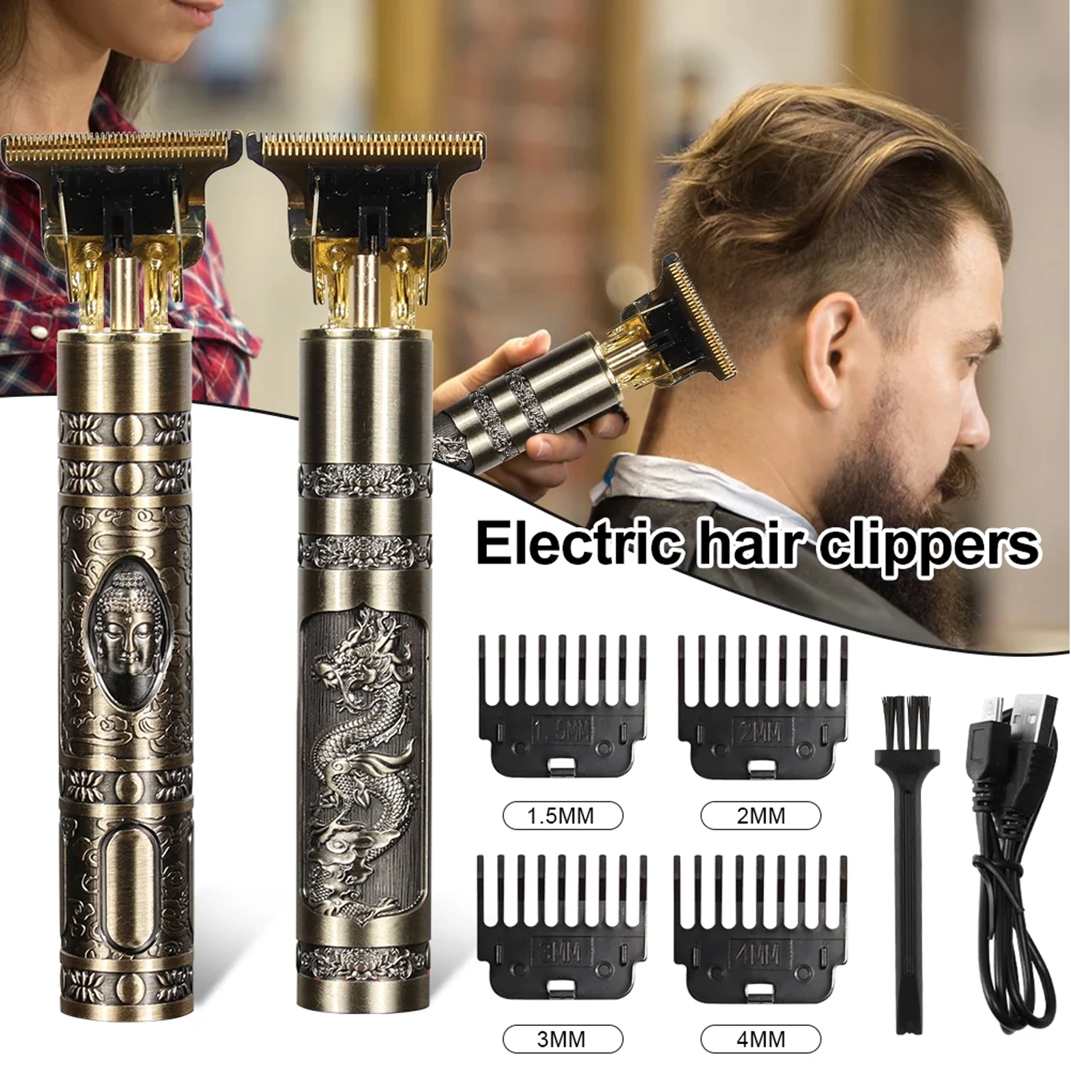 Vintage T9 USB Electric Hair Cutting Machine Cordless Trimmer Clipper Man Shaver Barber Trimmer Professional Beard Trimmer