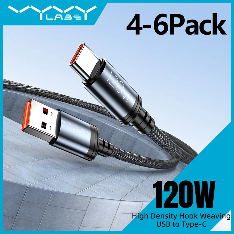 4-6 Stück 120W USB auf Typ-C Schnellladekabel 10A Datensynchronisationskabel für iPhone 15 Macbook iPad Huawei Xiaomi Samsung Smartphones