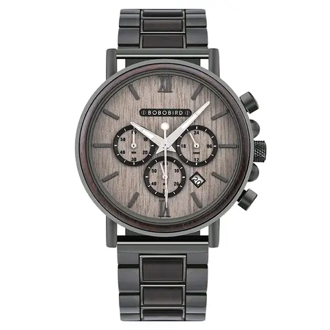 Luxury Men’s Wooden Steel Chronograph Watch BOBO BIRD