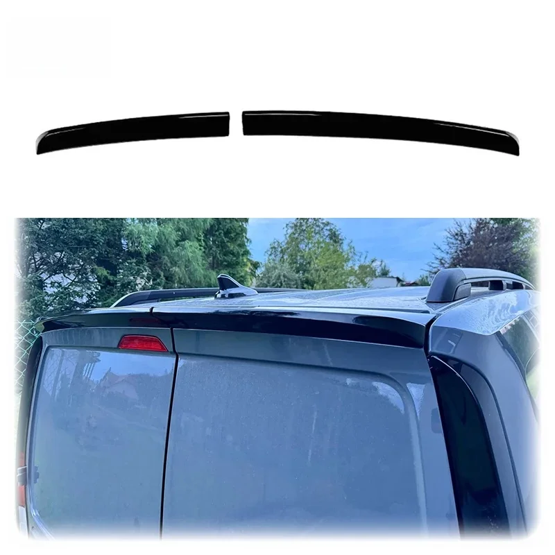 2 stks/partij Hoge Kwaliteit ABS Spoiler Voor VW Volkswagen Caddy Mk5 Vooruit STX 2021 + Achtervleugel Glanzend Zwart Carbon fiber Look Body Kit - afbeelding 2