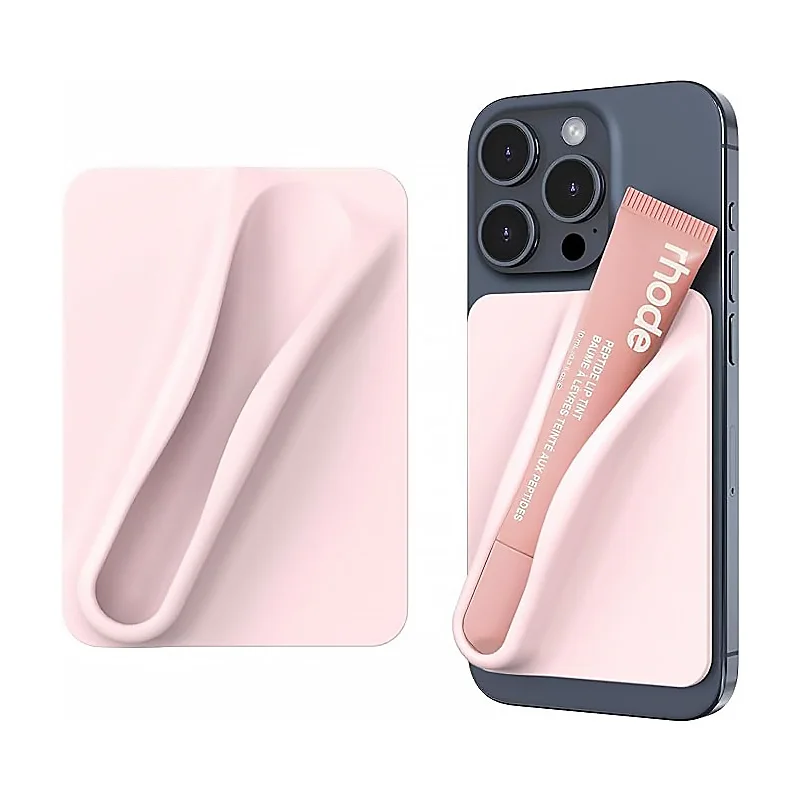 Lipstick Adhesive Phone Back Stick Holder Fits For Viral Rhode Lip Tint Make-Up Silicone Phone Case For IPhone 15 14 13 12 Case