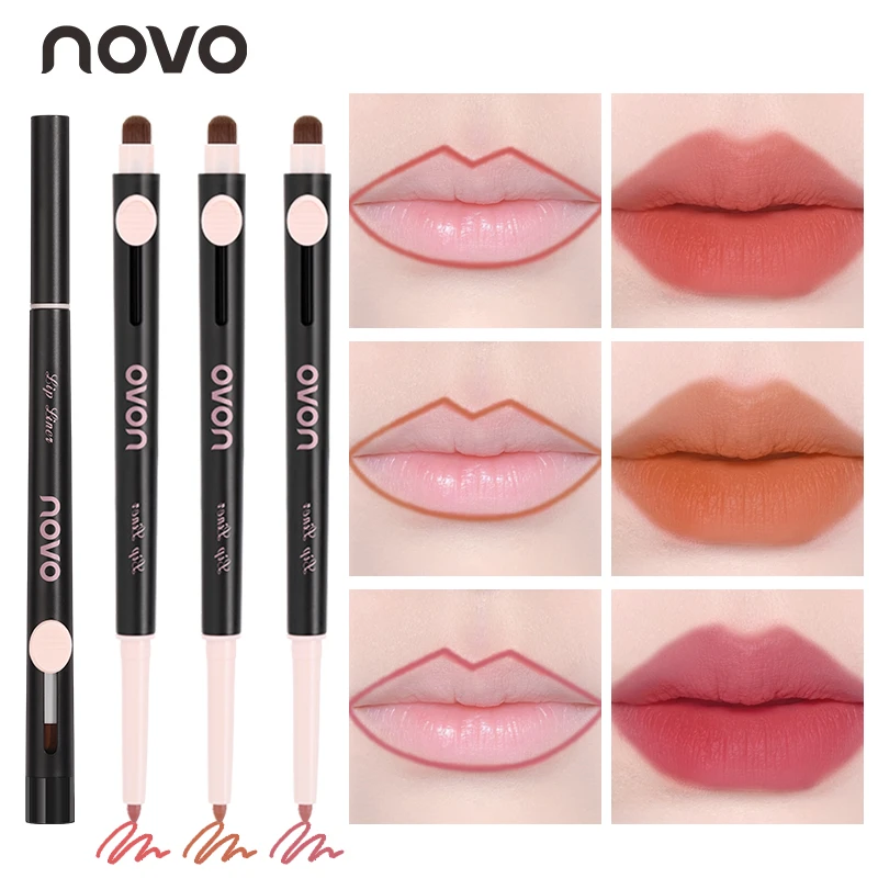 Double-Ended Lip Liner Pen, Lipstick, Long-Lasting Matte Finish, Waterproof, Easy To Apply, No Clumping, Full Coverage