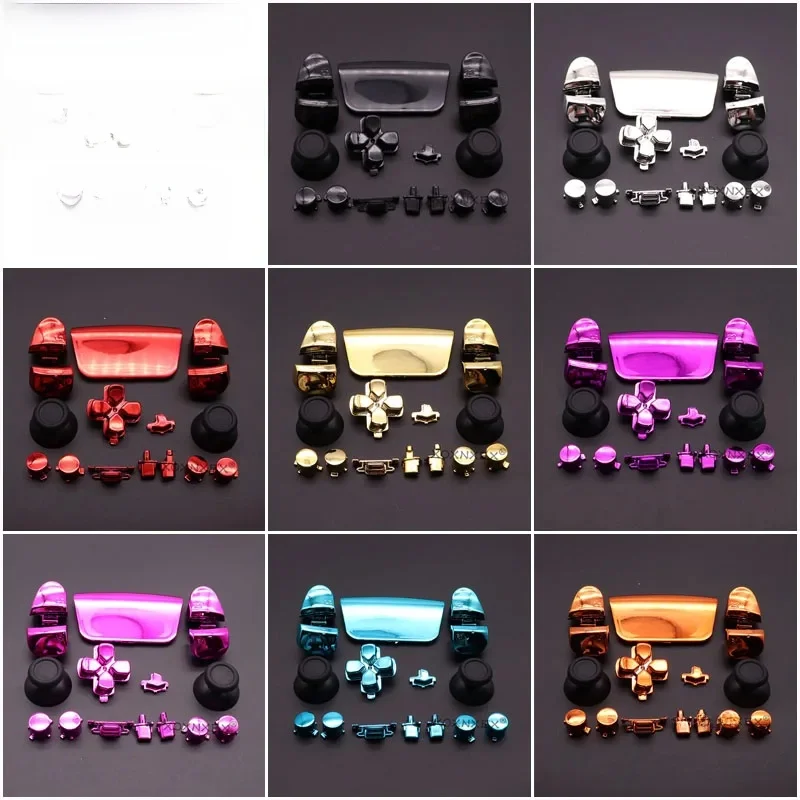 1 jeu complet de boutons chromés pour PS5 2.0 V2 BDM-020 poignée bâtons de pouce capuchon de Joystick L1 R1 L2 R2 bouton d-pad pour contrôleur PS5