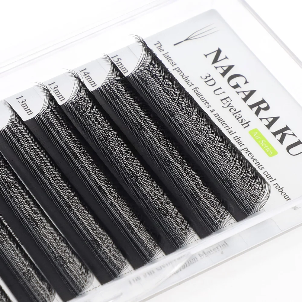 NAGARAKU U-Form 3D Weiche Leichte Natürliche Wimpernverlängerungen Flauschige Nerz-Imitat-Flauschfaser Parallele Make-up-Zubehörteile – Detail 10