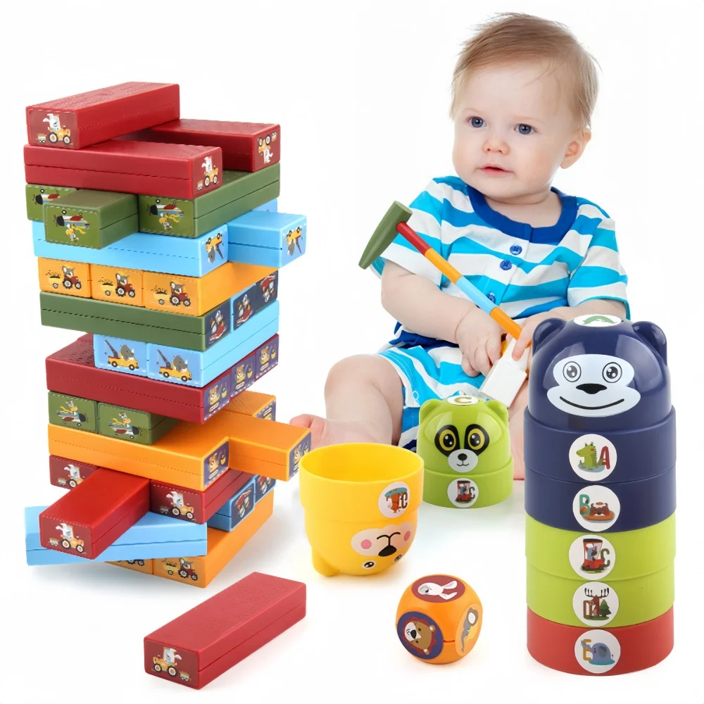 

Educational Stacking Toys, Balancing Stacking Cups, Block Hammering Game