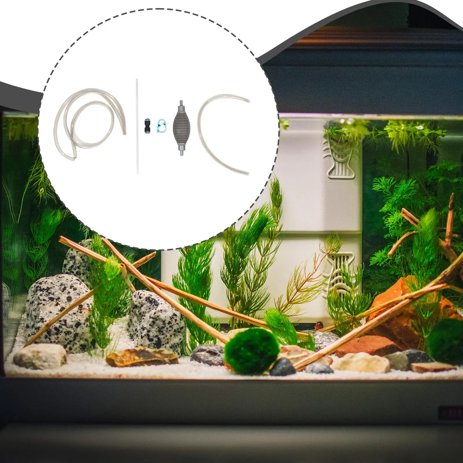 حوض السمك مغير المياه سيفون الأسماك لخزان الحصى الصغيرة مكنسة كهربائية مع تمديد خرطوم المياه أدوات تنظيف الملحقات #4