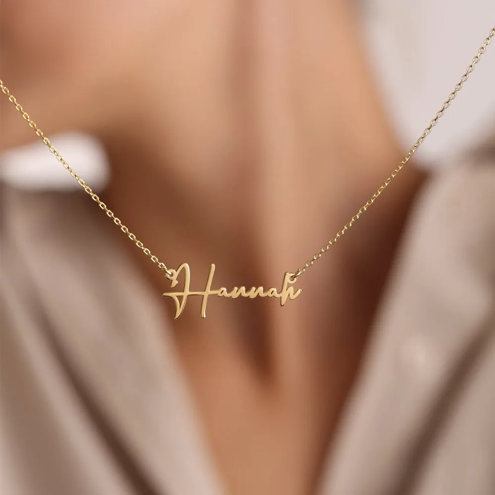 Custom Handwritten Name Necklace for Women Personalized Signature Nameplate Necklace Custom Stainless Steel Choker Necklace Gift